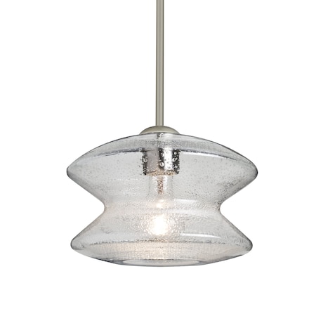 Besa Lighting Zen Stem Pendant , Clear Bubble, Satin Nickel Finish, 1x60W Incandescent 1TT-ZENCL-SN